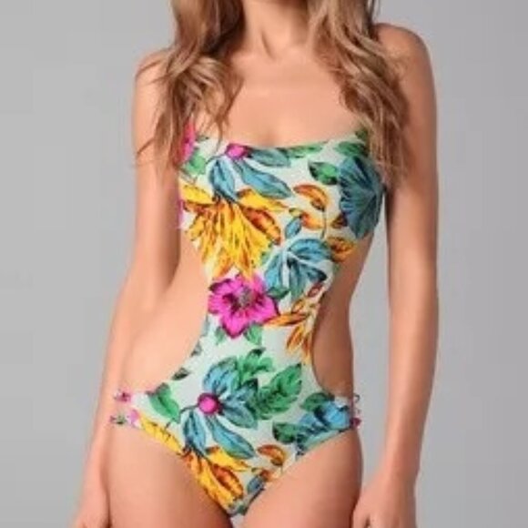 MARC JACOBS FLORAL HAVANA MONOKINI 1 PC SWIMSUIT DUSTY SAGE BATHING SUIT NWT! - Picture 1 of 13
